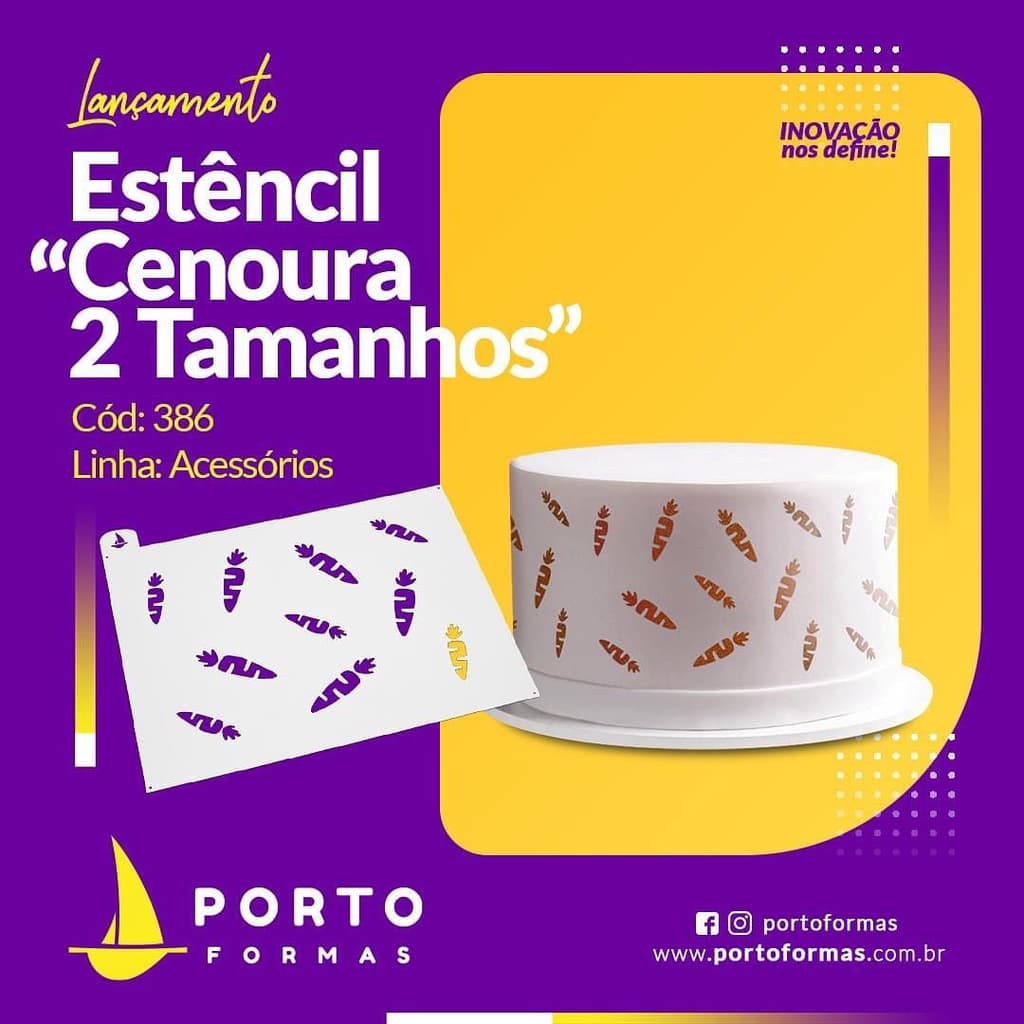 Estêncil Para Lateral de Bolo Cenouras 2 tamanhos - Porto Formas COD 386