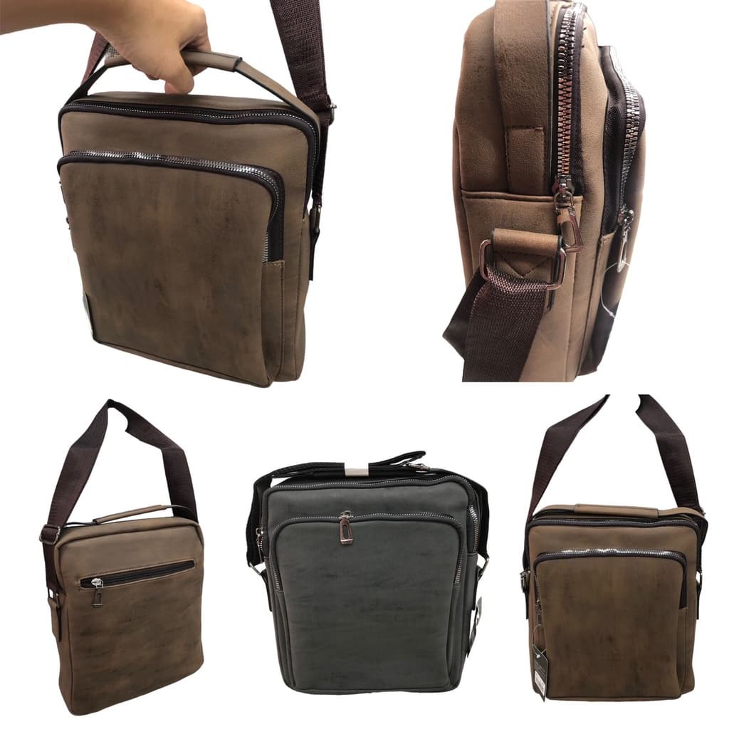 Bolsa masculina tiracolo compacta transversal com alça ajustável Couro ecológico PU REF: A-1