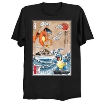Camisa Camiseta Unissex Algodão Charizard Vs Blastoise Pokemon Japan