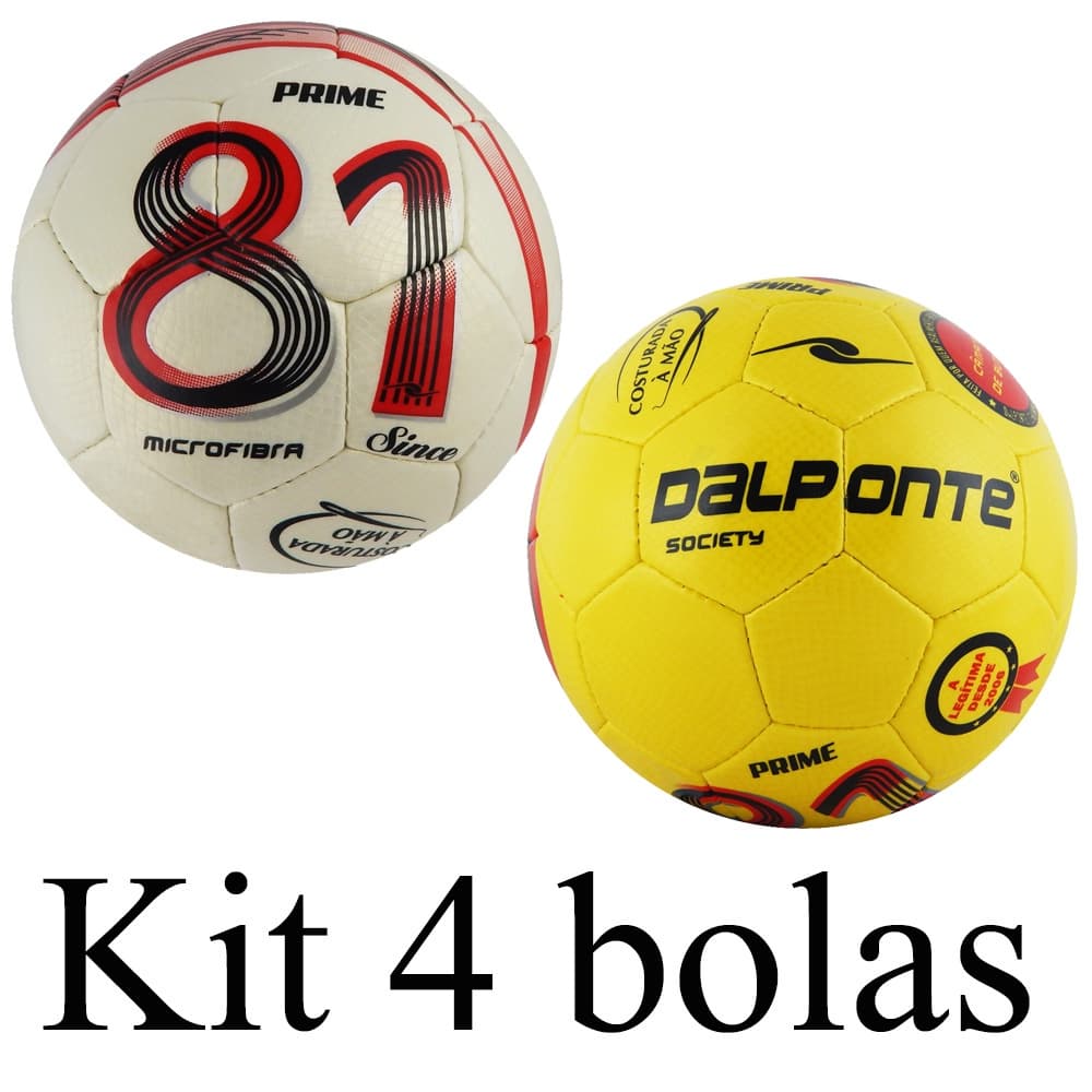 Kit 4 Bolas Dalponte 81 Futebol Prime Society Lançamento Torneio Baba Costurada Resistente Duradoura Futebol Grama Terrão Original
