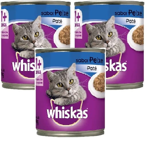 3 UNIDADES Ração Whiskas Patê Peixe Lata 290g