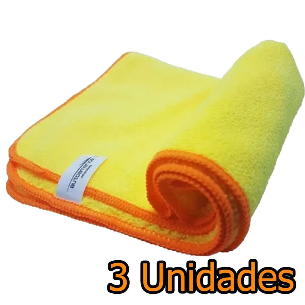 3 Flanela Microfibra Amarela Autoamerica 40x60cm - 350gsm