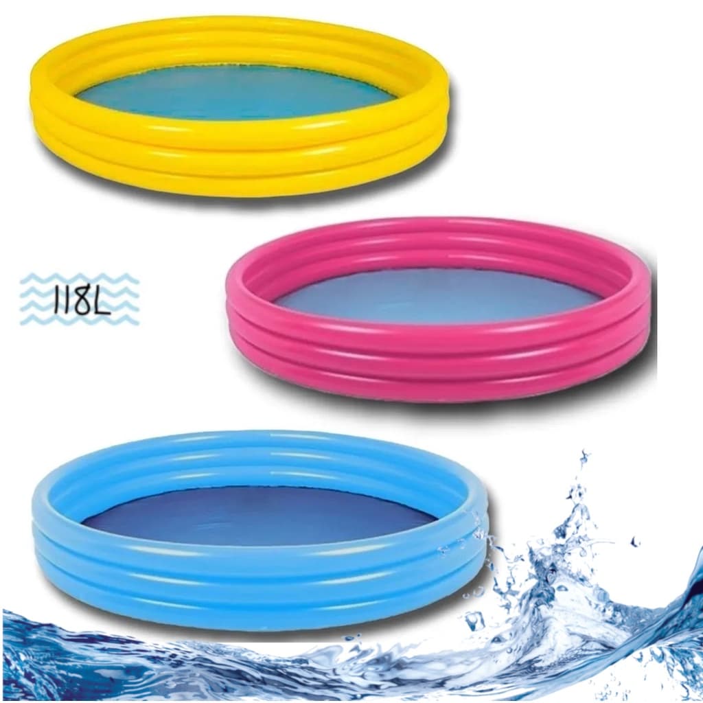 Piscina Inflável 3 Anéis 118l Colors 23x100cm Piscina Infantil Para Criança Verão