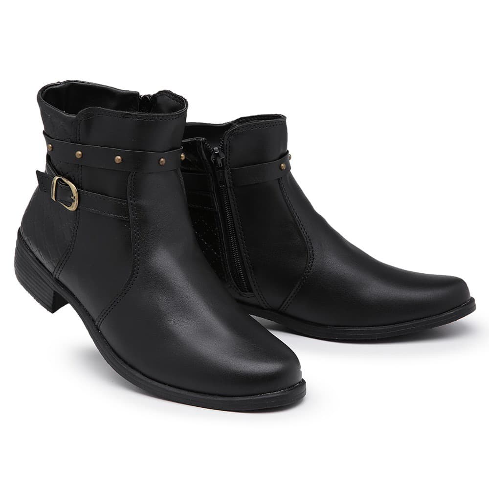 Coturno Feminino Montaria 11300 Cano baixo Com zíper Confortável