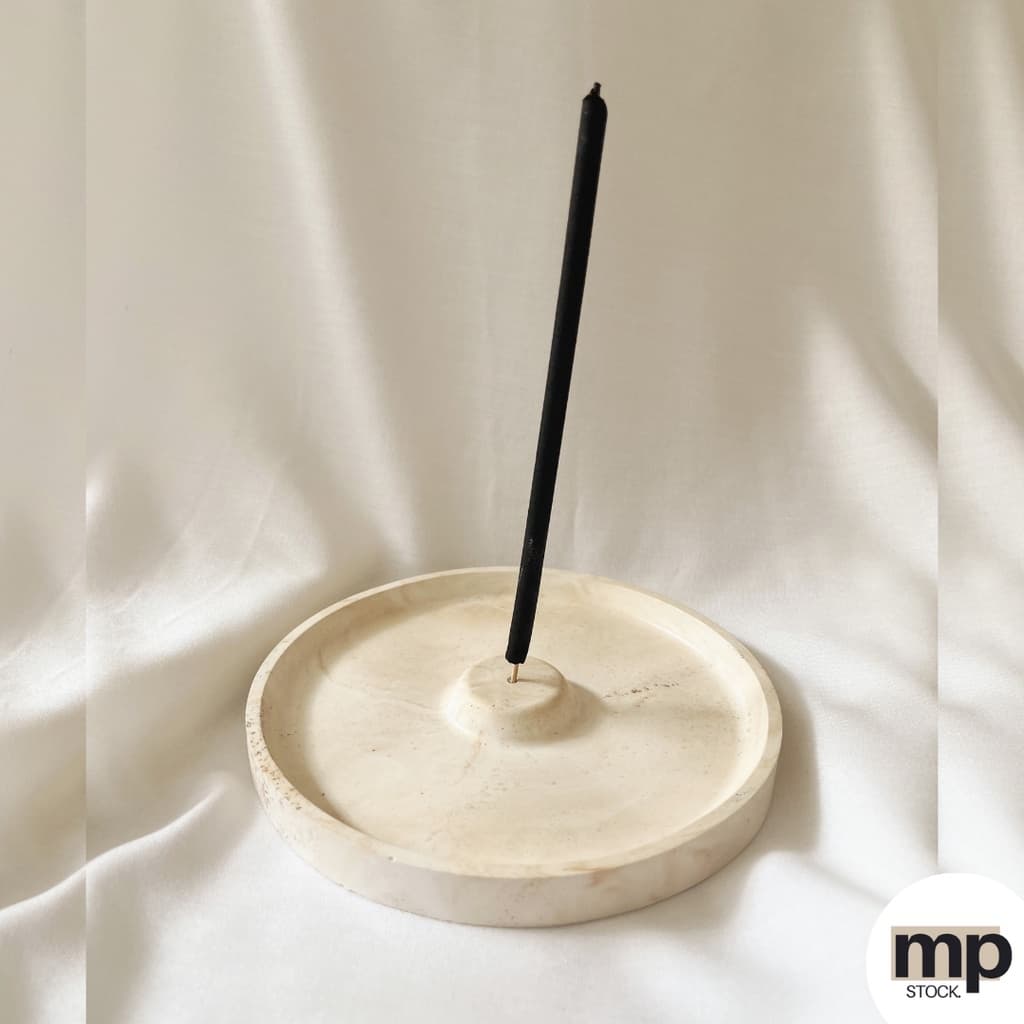Incensário Marmorizado Redondo Grande – Queimador Porta Incenso Zen Decorativo