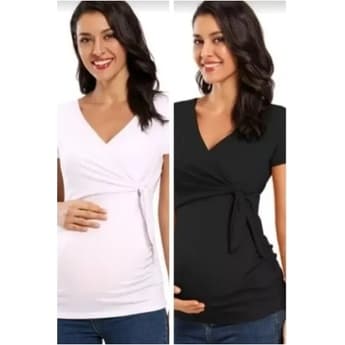 2 Blusas Gestante, Amamentação, Com Amarração Lateral