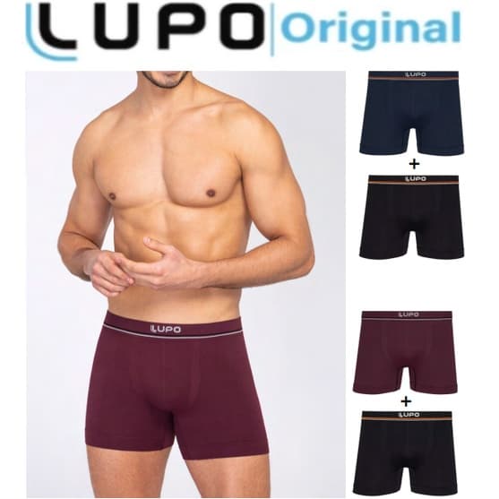 Kit 2 Cuecas Boxer Lupo Original Adulto Masculino Microfibra Sem Costura Box