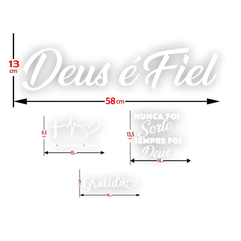 Adesivos Gospel Carro Frase Deus É Fiel Cristão Catolico 4pç