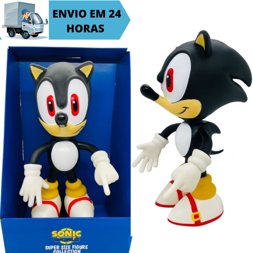 Boneco Super Sonic Preto Shadow Vinil Collection Brinquedo Jogo 23cm Colecionável Brinquedo