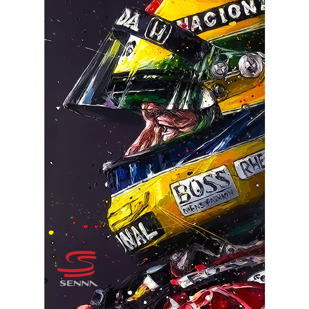 Placa Decorativa Airton Senna em MDF Tamanho A4 - 20X28cm e A3- 30x42cm Formula 1