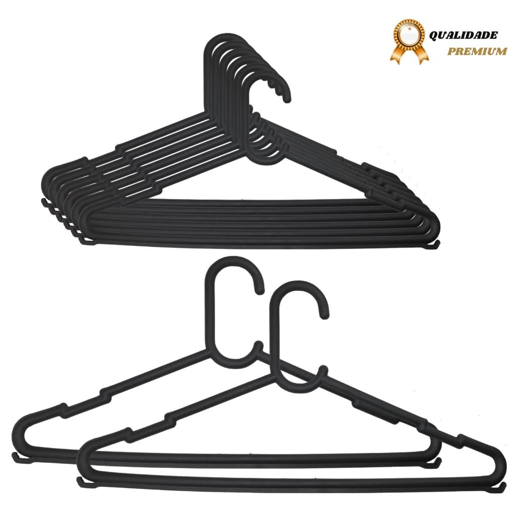 Cabide Adulto Redondo Preto Kit 100 Unidades Preço de Atacado