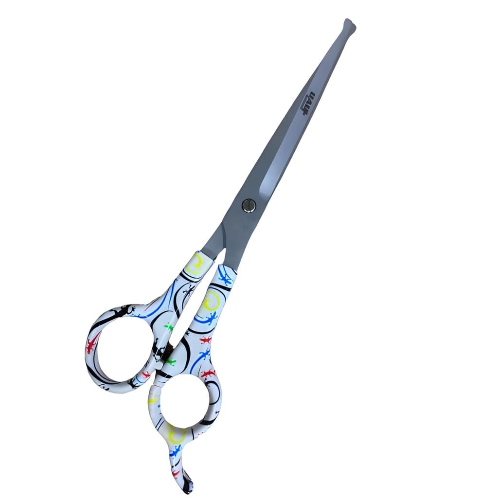 Tesoura pet shop Curva Uau+ 7.0" Fio laser Lagartixa