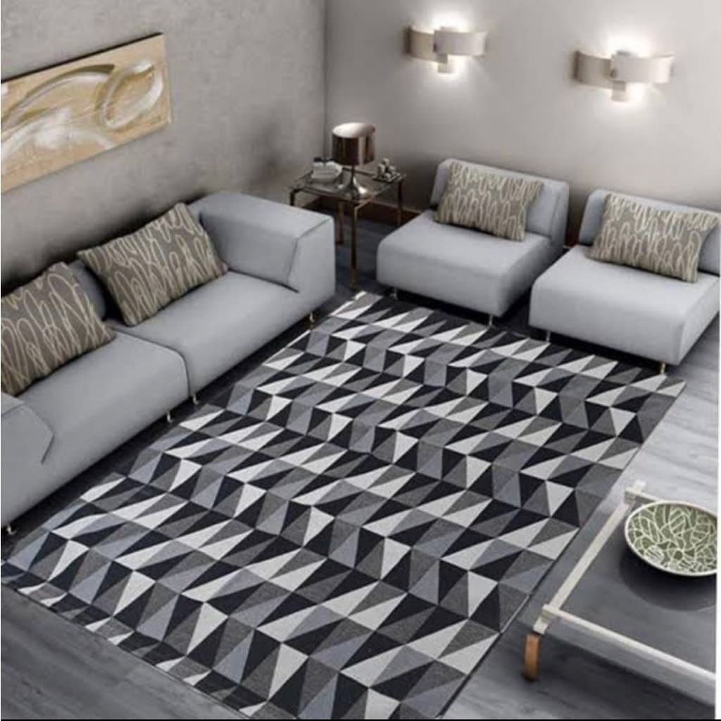 Tapete Tecido Jacquard Geométrico Antiderrapante 2,00m x 1,40m