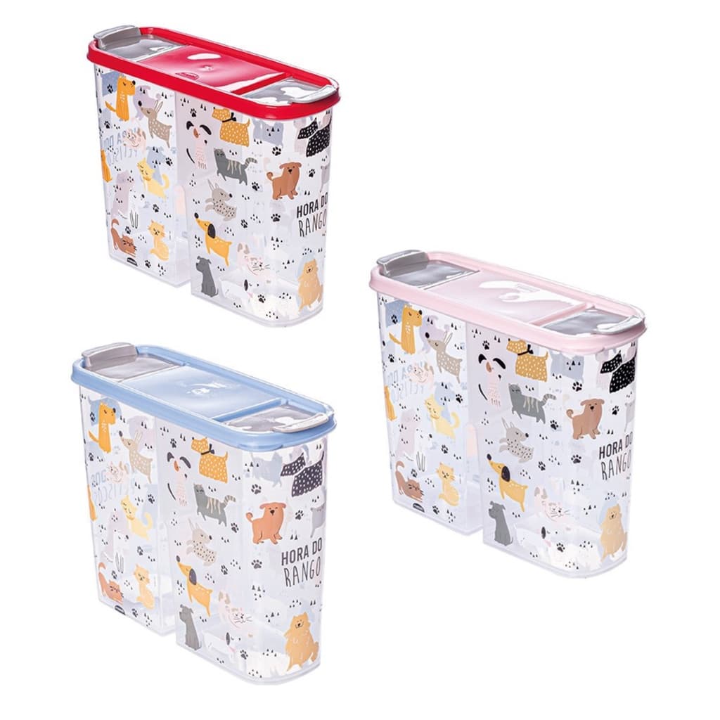 Porta Pote Ração 2,4Lts  Petisco Tampa Vedada Antiformiga Pet