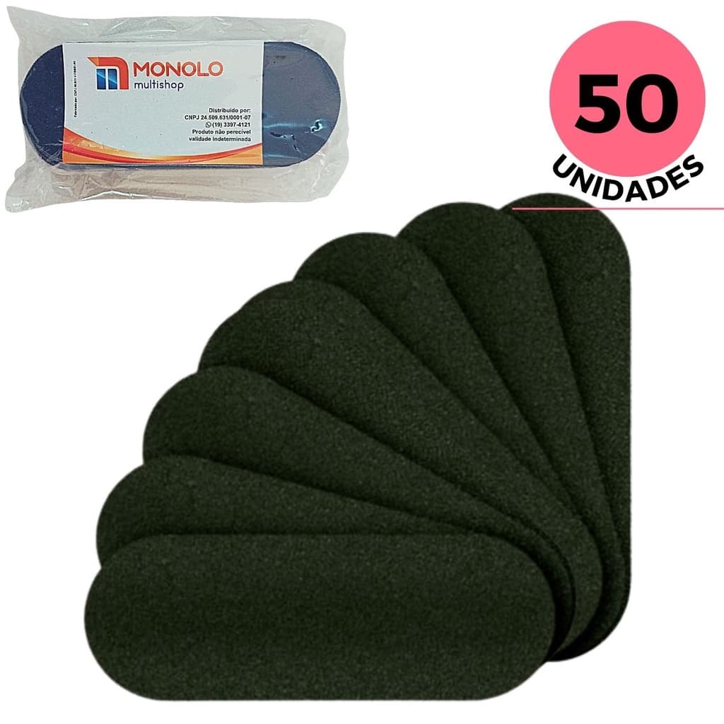 50 Lixas Refil Pé Descartável Pedicure Pedicuro Adesiva auto Colante Preta Calcanhar Rachado Monolo