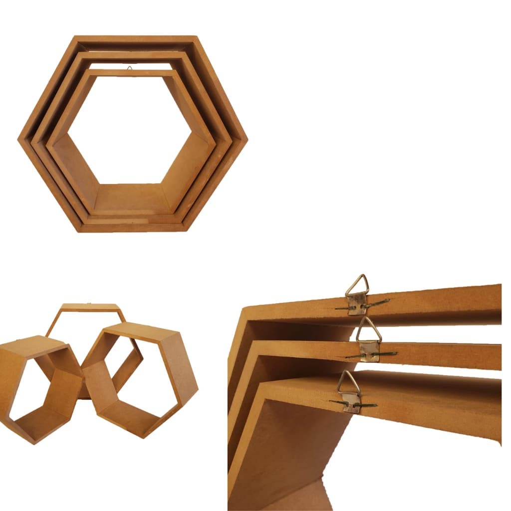 Trio Nicho Decorativo Colmeia Vazado 9mm Prateleiras Nicho Para Quarto Parede