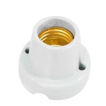 Soquete Porta Lâmpada de Porcelana E27 Com Aba Cinza Claro Led Fixo Teto Cozinha Quarto Banheiro Restaurante Sala