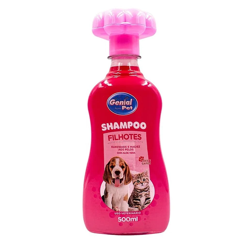 Shampoo filhotes com aloe vera Genial Pet 500 ml Caes e Gatos