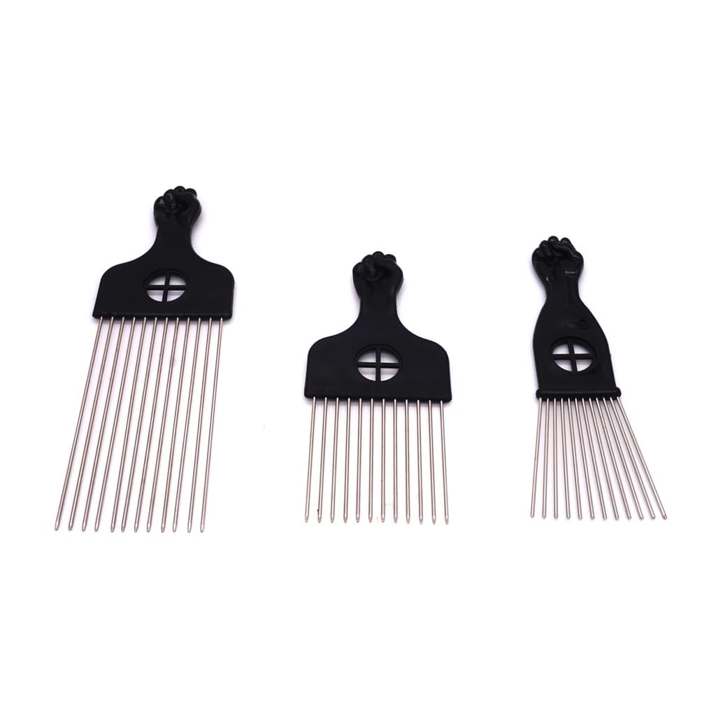 Pente Garfo Afro Com Dentes de Metal Para Penteado