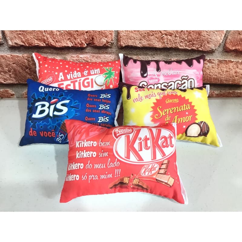 Almofadinha Frases Namorados SEM bolso com enchimento - 19x13cm - frases chocolate PRÉ VENDA