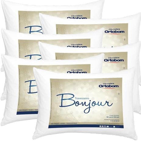 Kit Travesseiros Ortobom Bonjour 6 Unidades Travesseiro 50x70cm Antialérgico