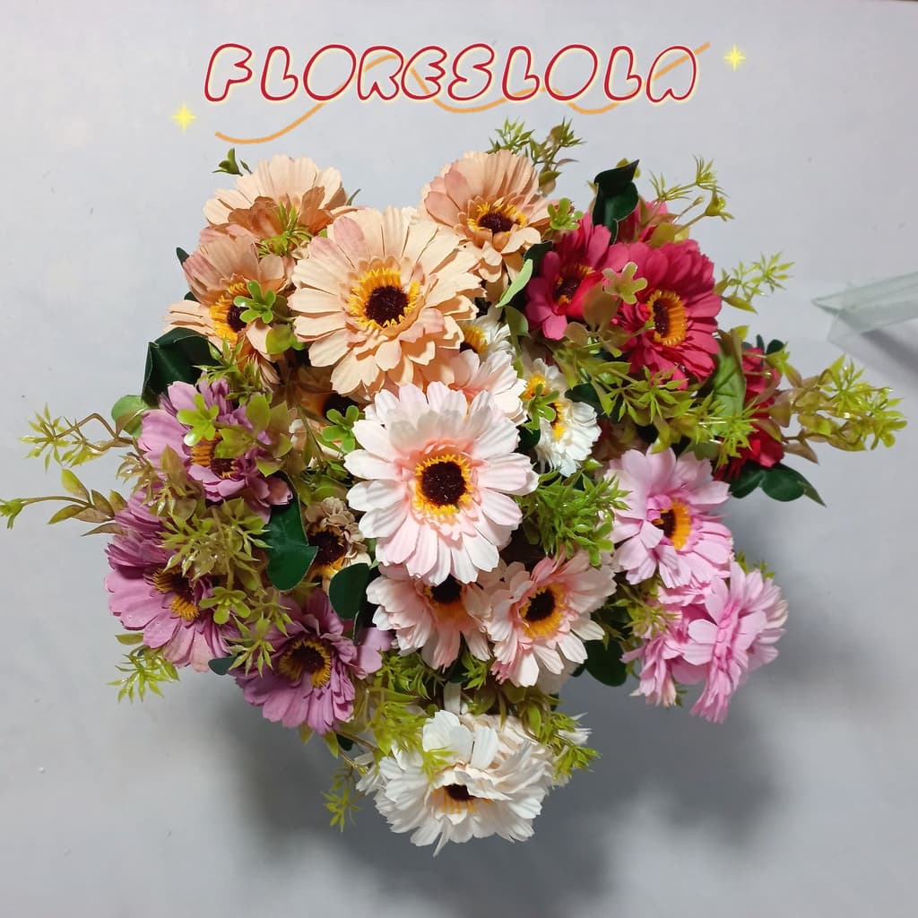 Gerbera Margarida Artificial com 7 flores P/ Decoração Casamento, Arranjos, Decorar Festas e casa