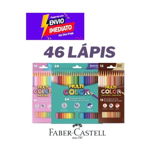 Lapis De Cor 24 cores Multicolor 24 cores + 10 Tons pastel + 12 Cor de pele Material Escolar Volta às Aulas Infantil Promoção
