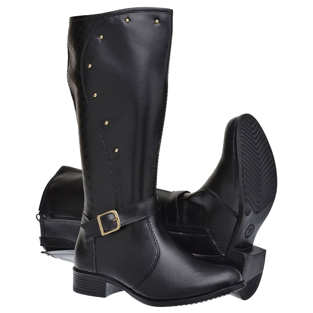 Bota Feminina Cano Alto Montaria Ziper Lateral *Promoção Até Durar o Estoque
