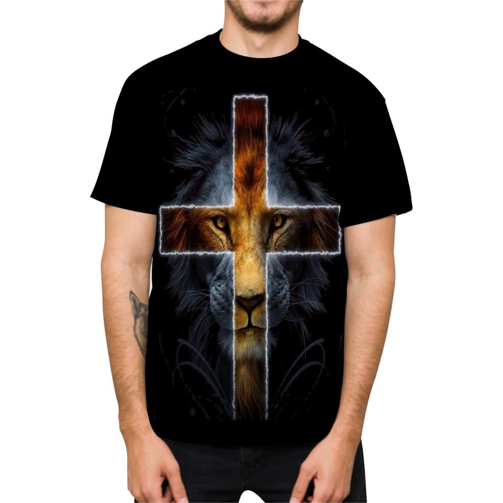 Camiseta Dry Fit Masculina UV 50+ Leão de Juda Estampada Academia Corrida Treino Casual
