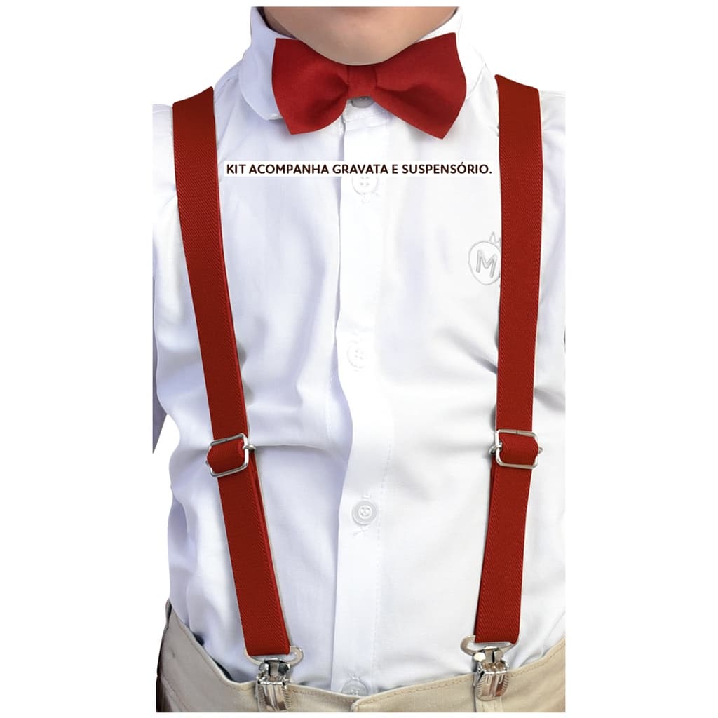 Kit Gravata + Suspensório Infantil Masculino Ajustável Elegante