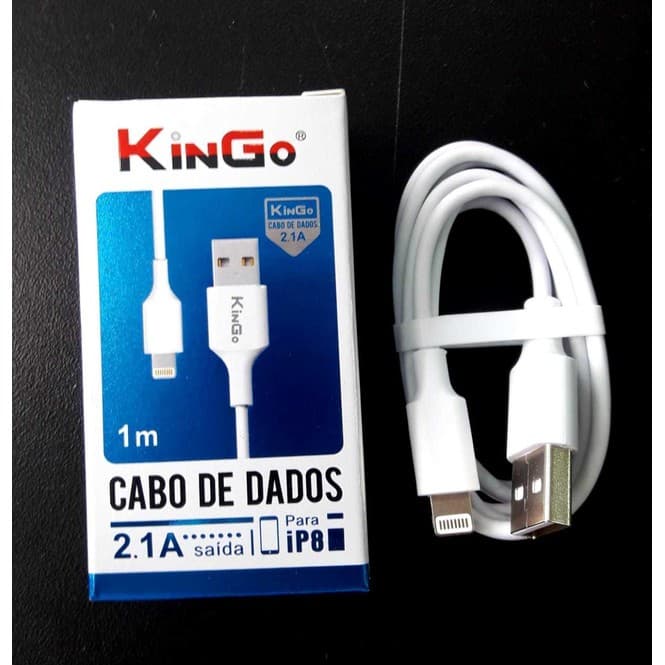 CABO KINGO 2.1A 1M P/ IPHONE LIGHTNING COMPATÍVEL COM IP 5 ACIMA