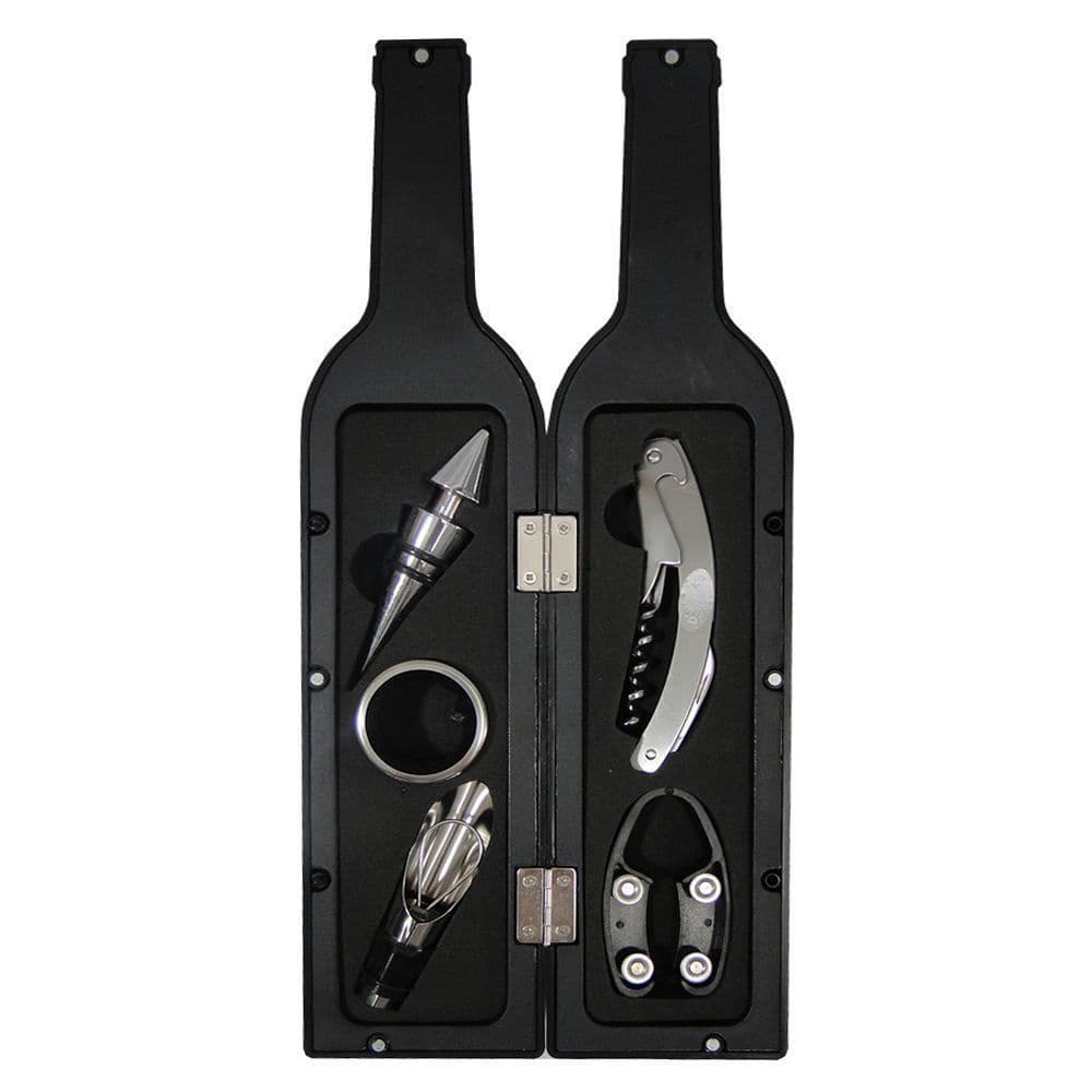 Kit Abridor Tampa de Vinho 5 Peças Garrafa Emborrachada DS-1177
