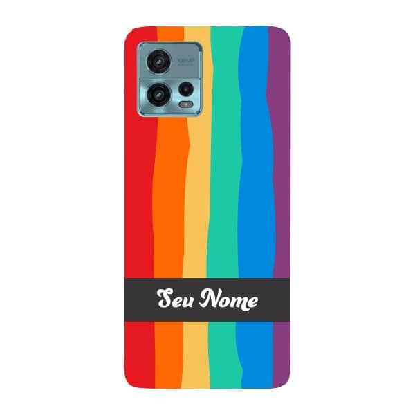 Capinha para Moto G72 Anti Impacto Personalizada - Arco Íris Colorido LGBT LGBTQIA+ com nome