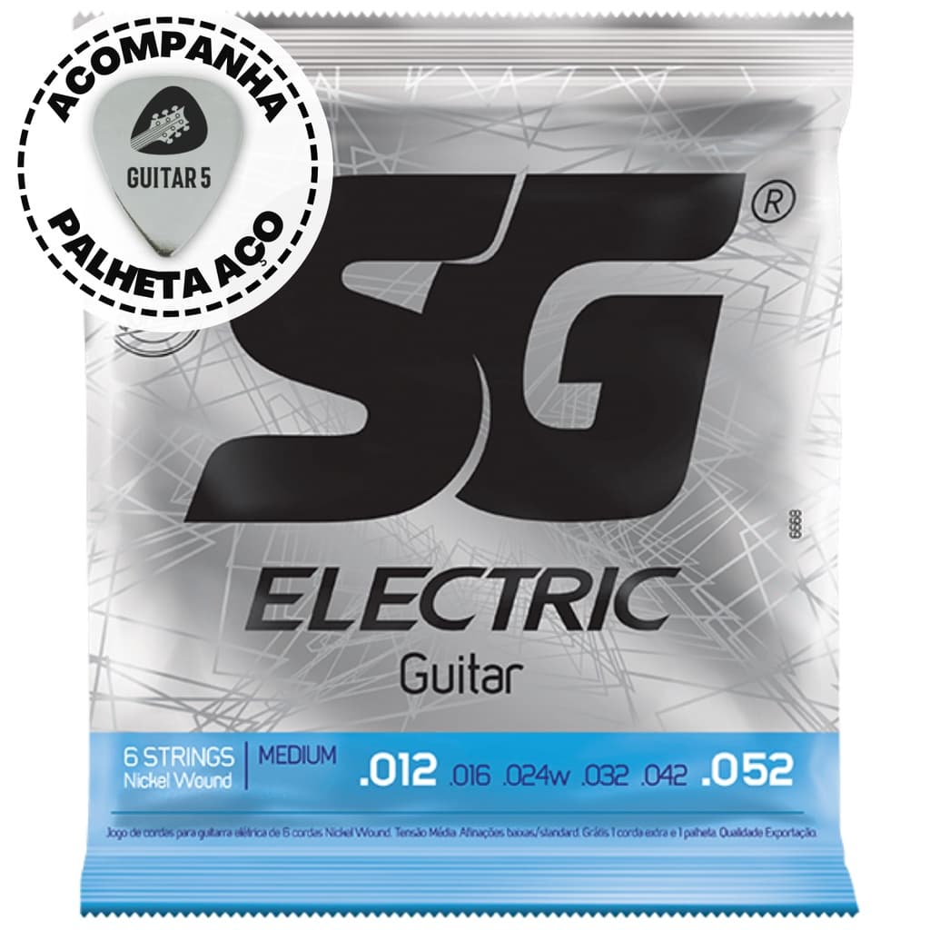 Encordoamento / Jogo De Cordas Para Guitarra SG 012 052 Níquel Medium Com 1ª Mi Extra Tensão Média Cordas De Guitarra 0.12 0.012 6668