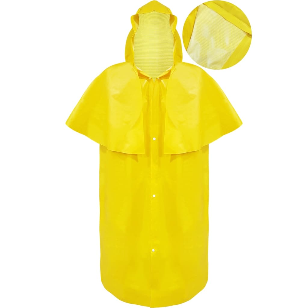 Capa de Chuva Modelo Morcego Com Capuz Laminada Amarela