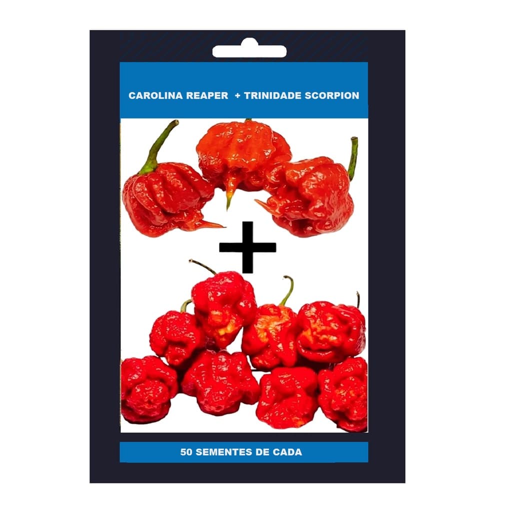 50 Sementes  Pimenta Carolina Reaper +  50 sementes Trinidad Scorpions