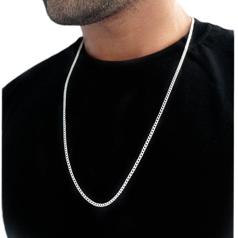 Corrente Correntinha Masculina Fina Grumet 2,5mm Banhado a Prata 925