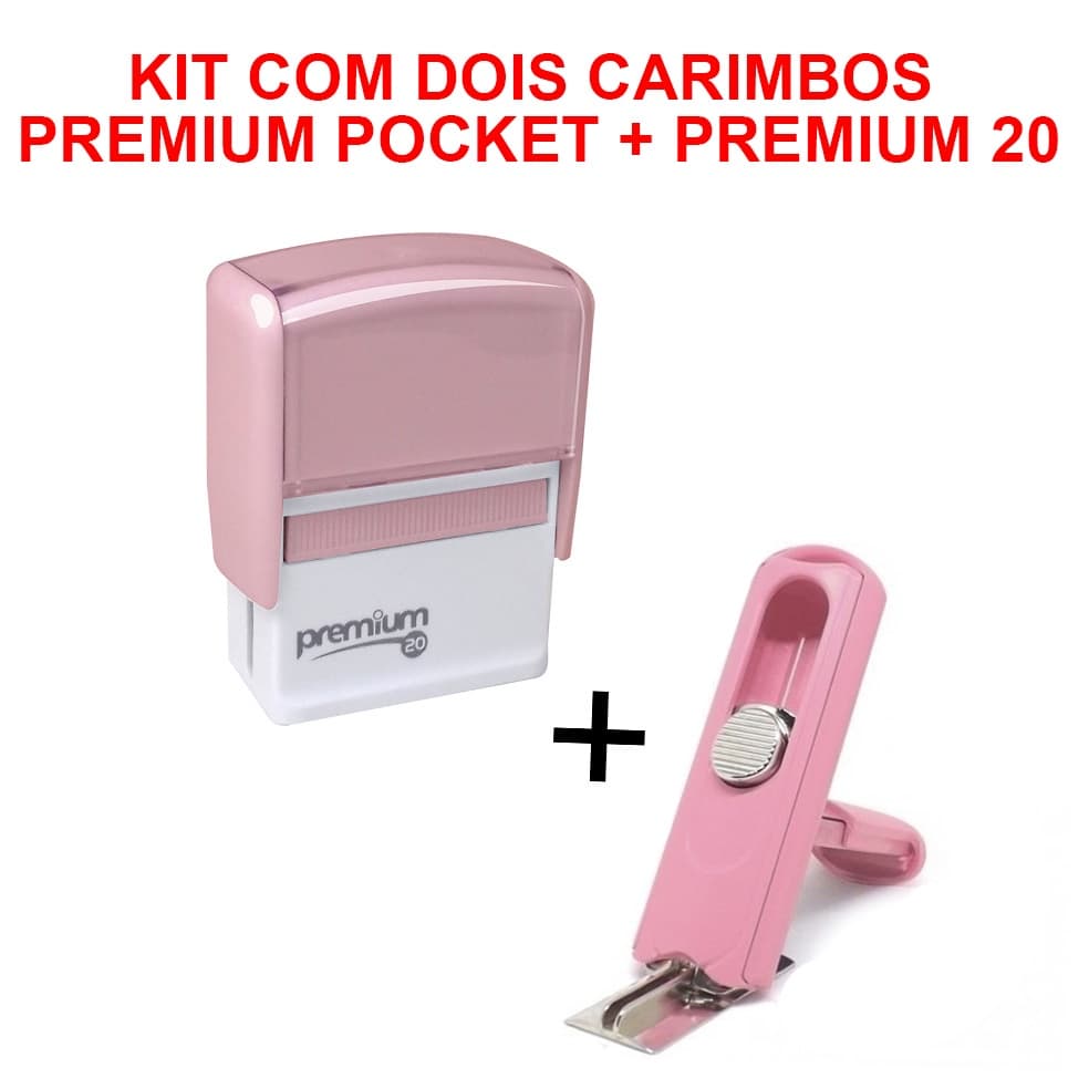 Carimbo Premium 20 + Carimbo Bolso Pocket Medida 38x14mm - Com gravação a Laser