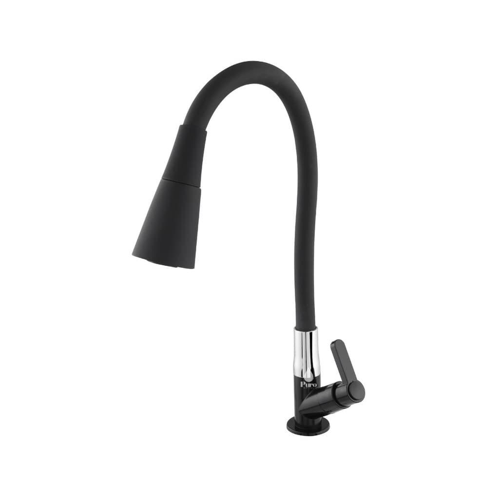 Torneira de Cozinha Preta Gourmet Flexível Mesa Bancada 1/4 de Volta Abs