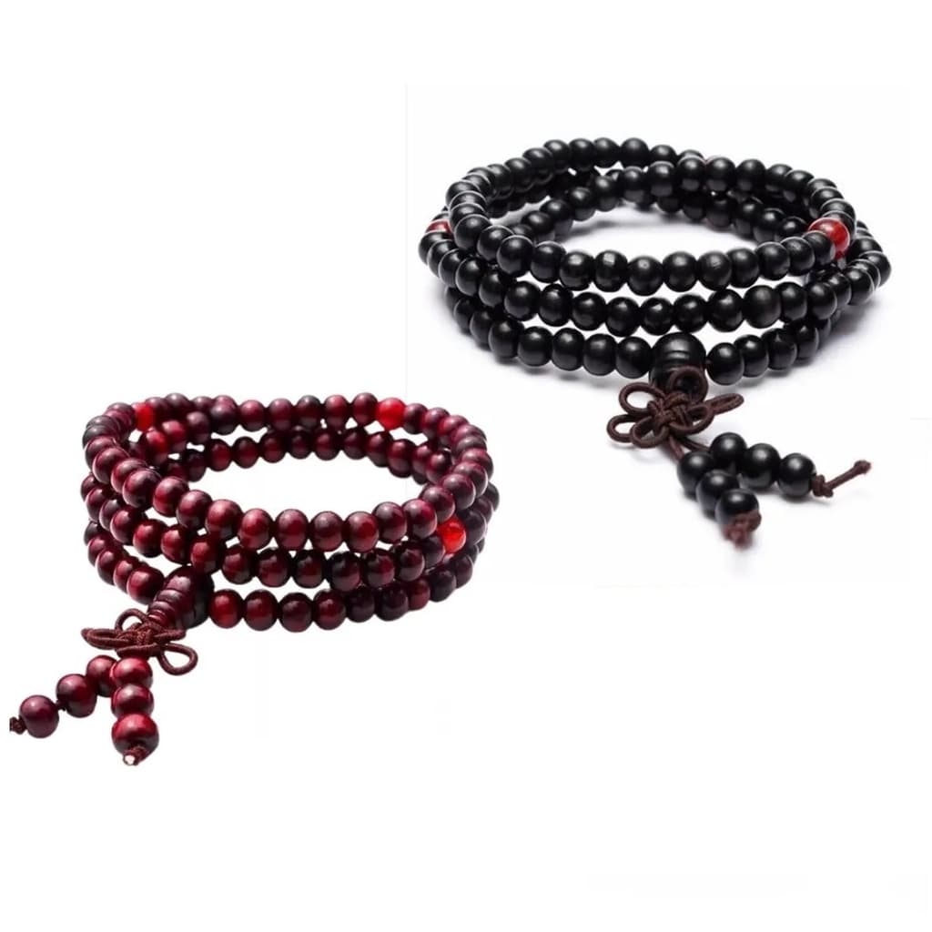 Pulseira Budista Japamala 108 Conta 6mm Preta Sandâlo Vinho