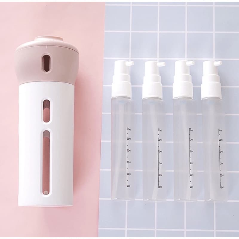 kit 4 Dispenser Portátil De Viagem Para Shampoo Condicmionador Creme Sabonete Líquido Óleo Corporal