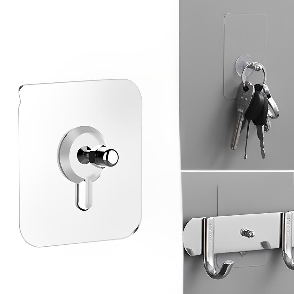 Kit 10 Ganchos Adesivos Transparente Sem Furo Parede Multiuso para Quadros Utensílios Fixação Forte