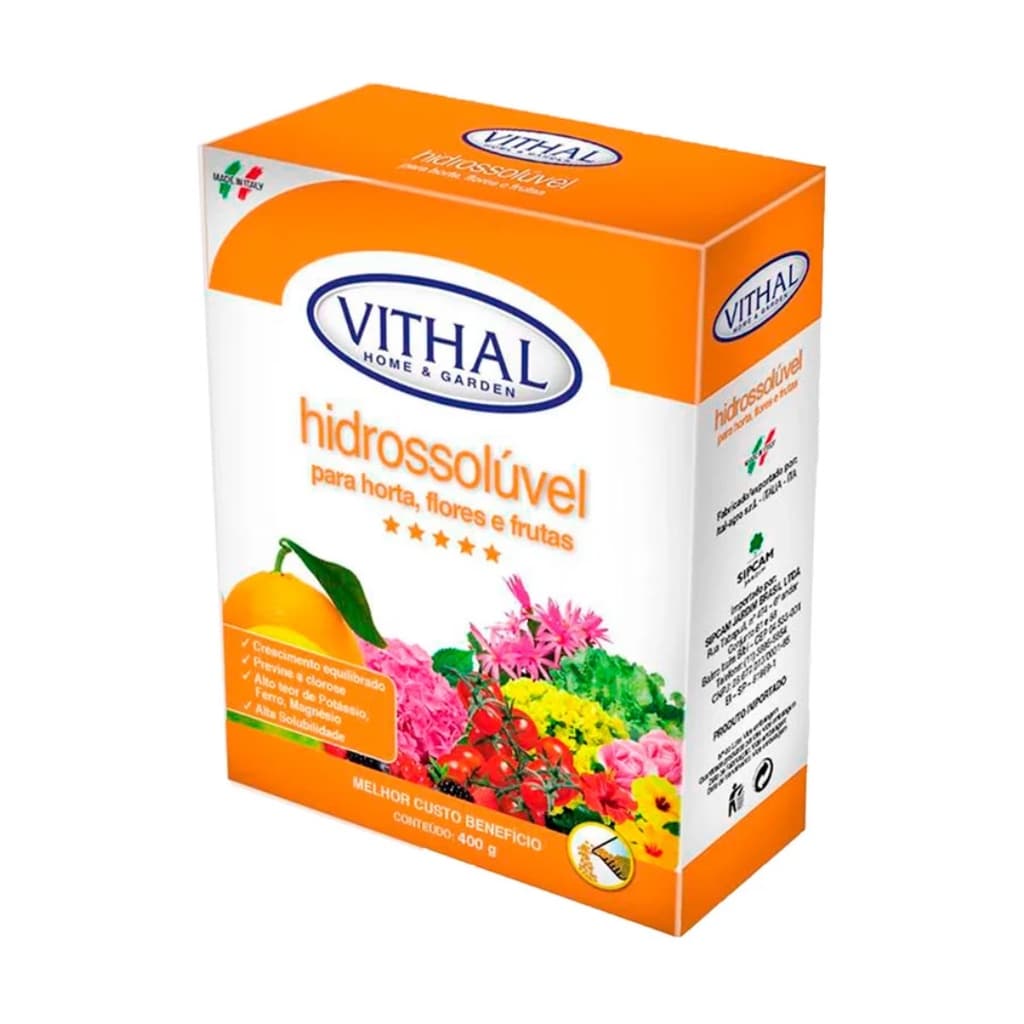 Fertilizante Hidrossolúvel Hidroponia 400g Rende 200l Vithal