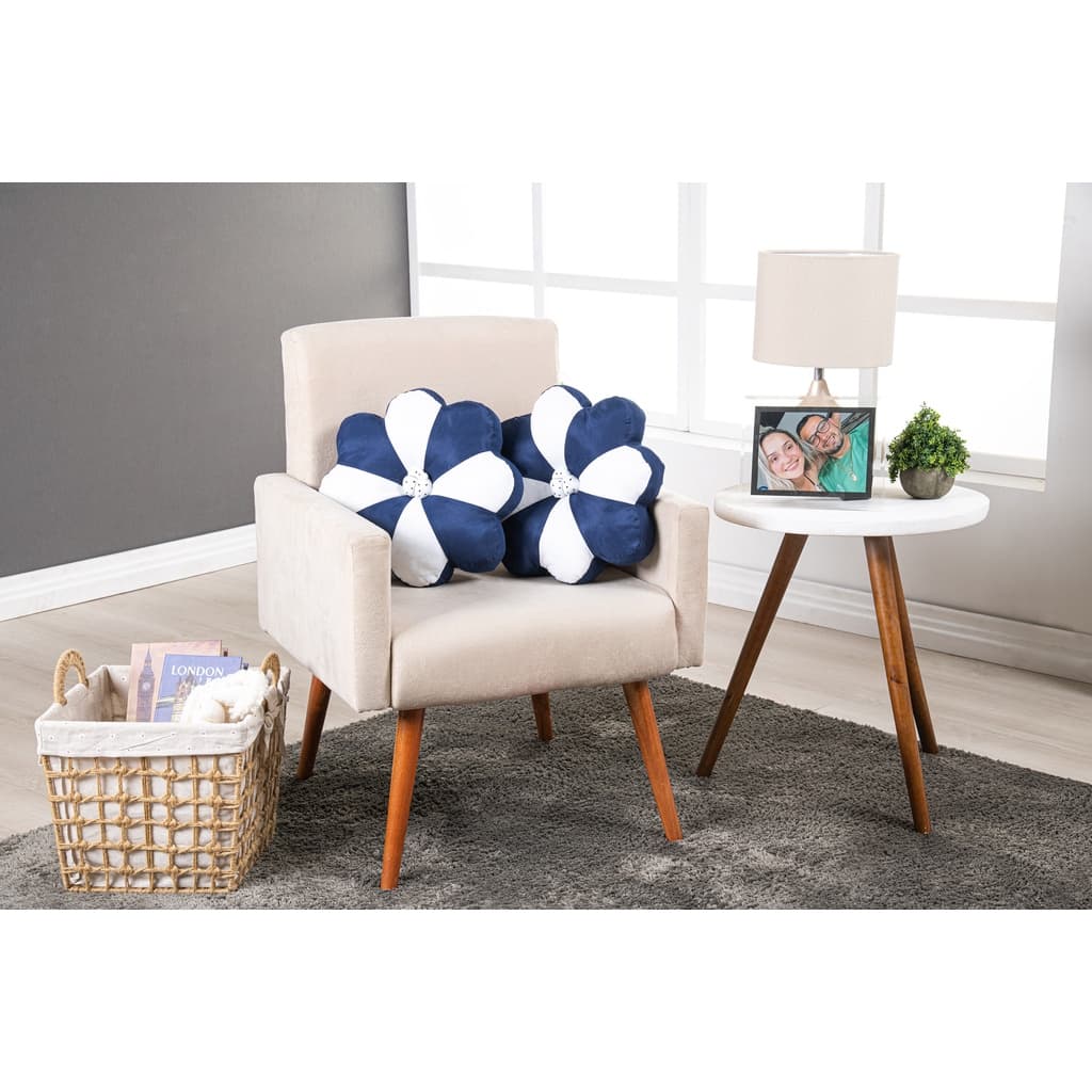 Almofada Flor Azul Luxo Par Decorativas Cama Sofá Cadeira Lindas