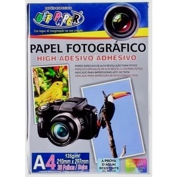 Papel Fotográfico Adesivado (Pacote com 20 Folhas)