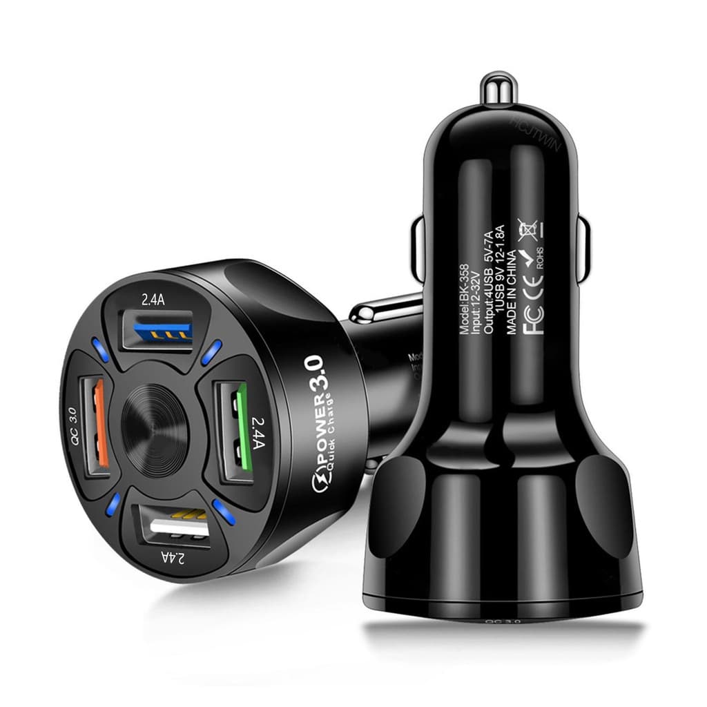 Carregador Veicular Turbo 4 Portas USB Quick Charge 3.0 PD 35W com LED