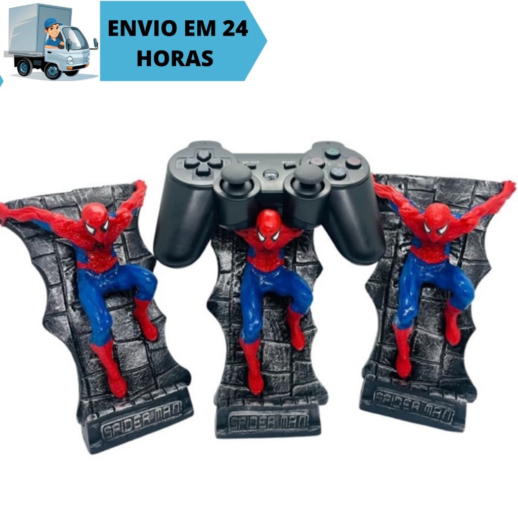 Boneco e Suporte Controle Homem Aranha Cenário Parede Action Figures Marvel Spider Man Estatua Colecionavel Resina