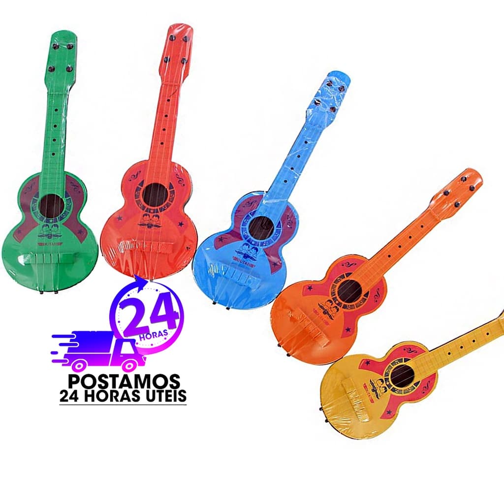 Violinha Violão Infantil Plastico 4 Cordas Colorida Musical Top violãozinho Brinquedo