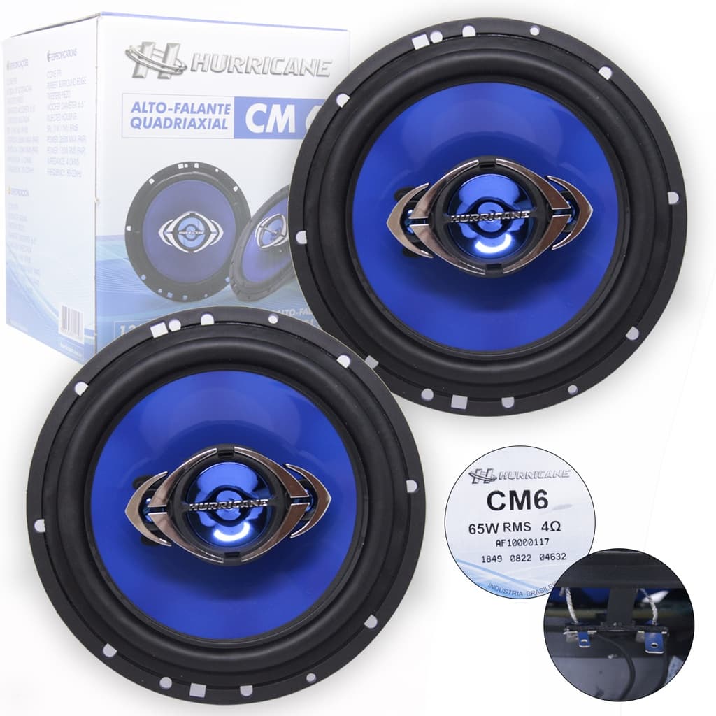 Par Alto Falante 6" Polegadas CM6 130 Watts 4 Ohms W RMS Quadriaxial - Hurricane Para Carro