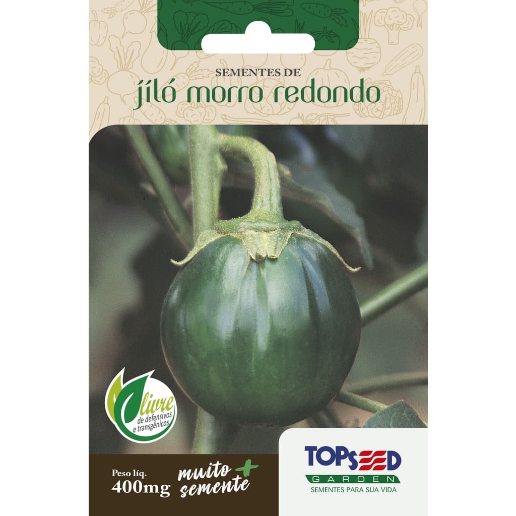 Sementes de Jiló Morro Redondo 400mg Menos Amargoso Saladas Temperos Horta